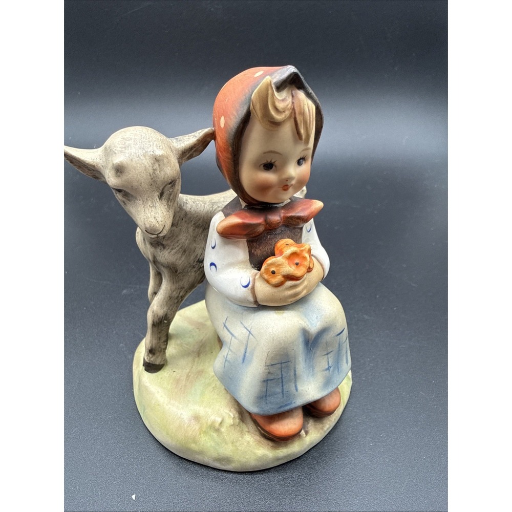 Hummel Goebel Figurine 182 Good Friends 4in TMK5 Girl With Lamb West Germany